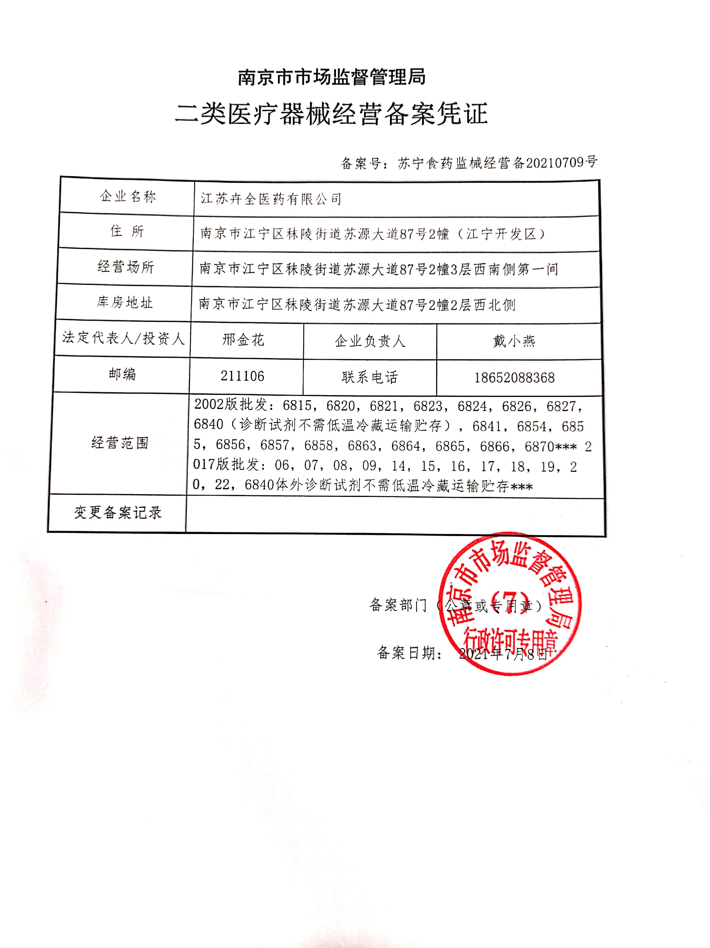 二類備案證